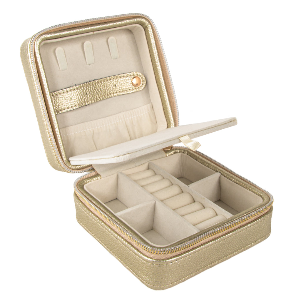 Leah Travel Jewelry Case Gold