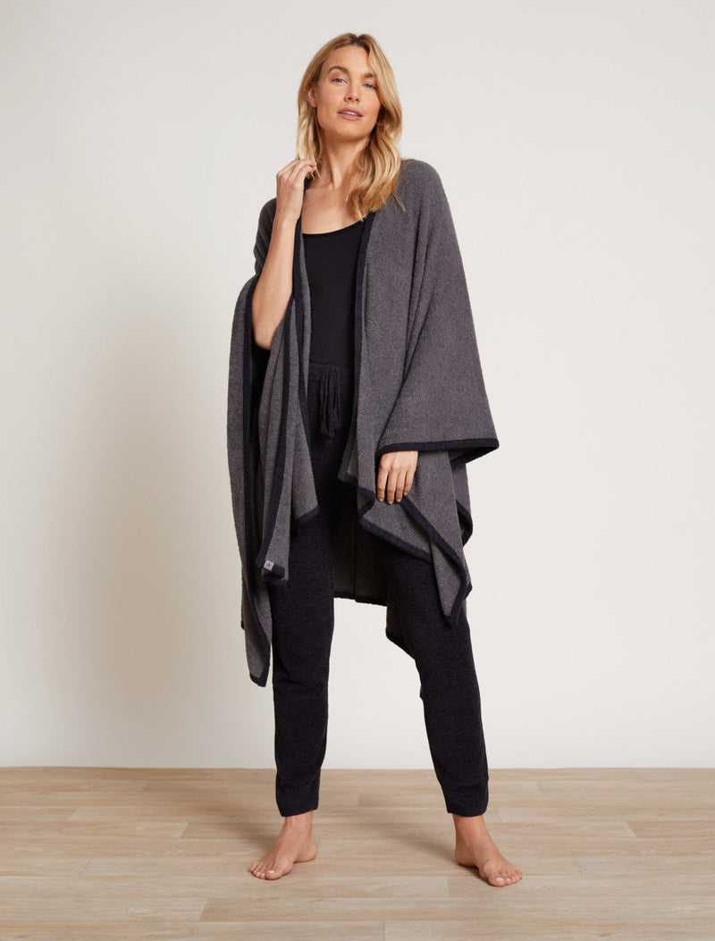 CozyChic Lite Bordered Wrap Mineral Black One Size
