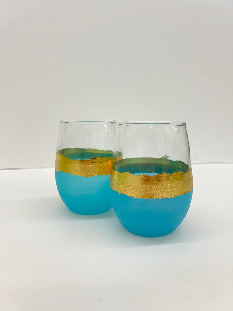 Turquoise Stemless Wine Glass SO/2