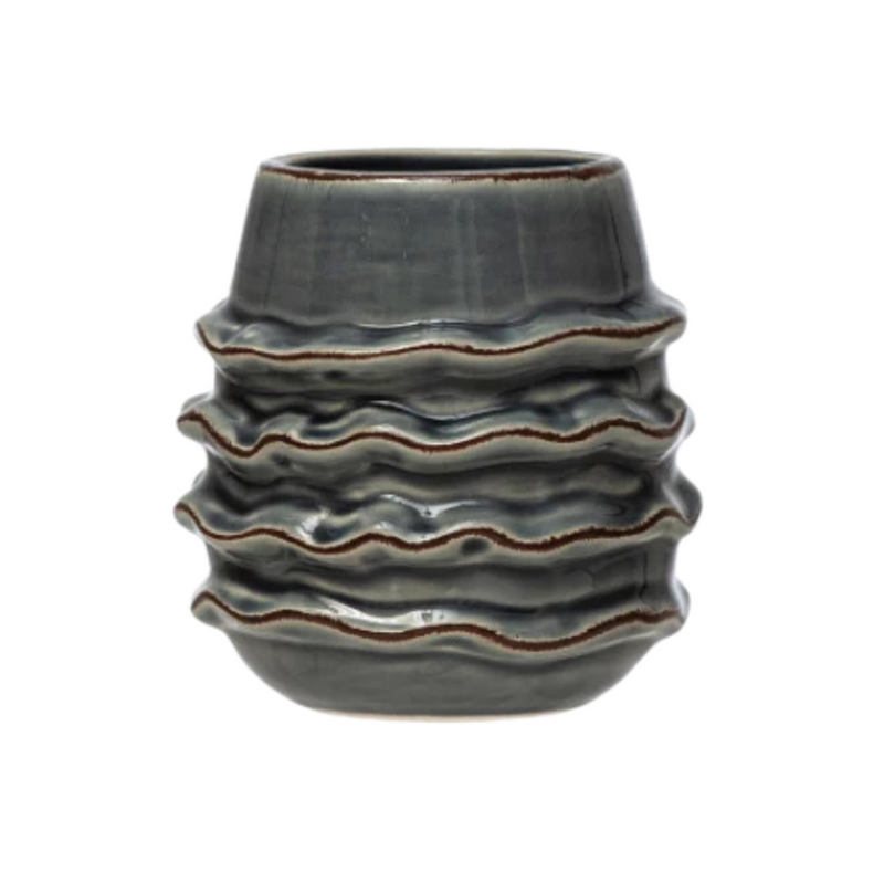 Blue Ruffled Planter blue