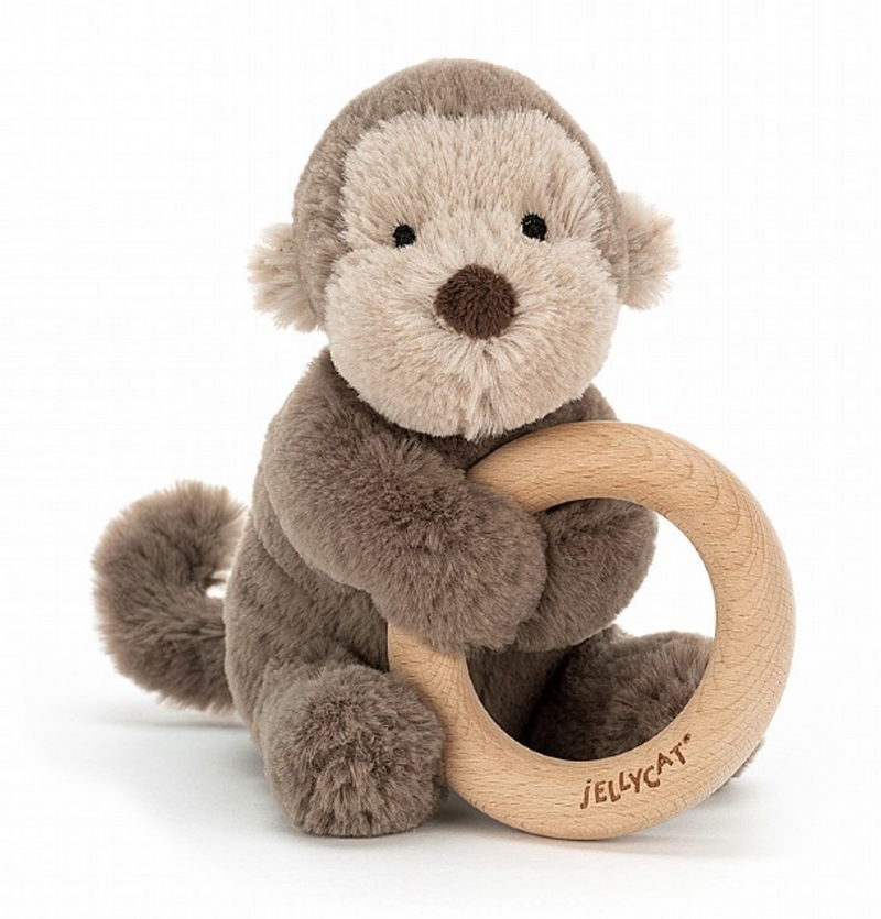 Shooshu Monkey Wood Ring Rattle