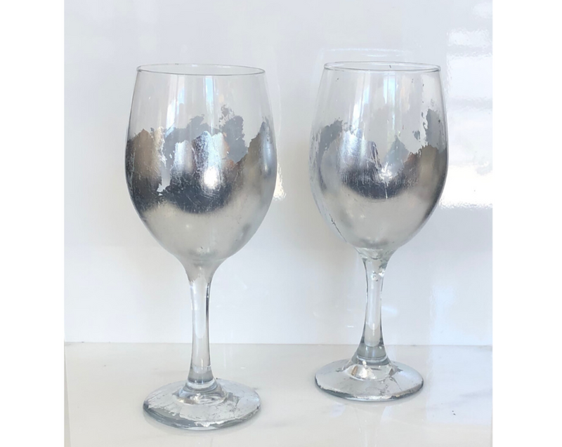 Silver Leaf Wine Glasses - Set of Two